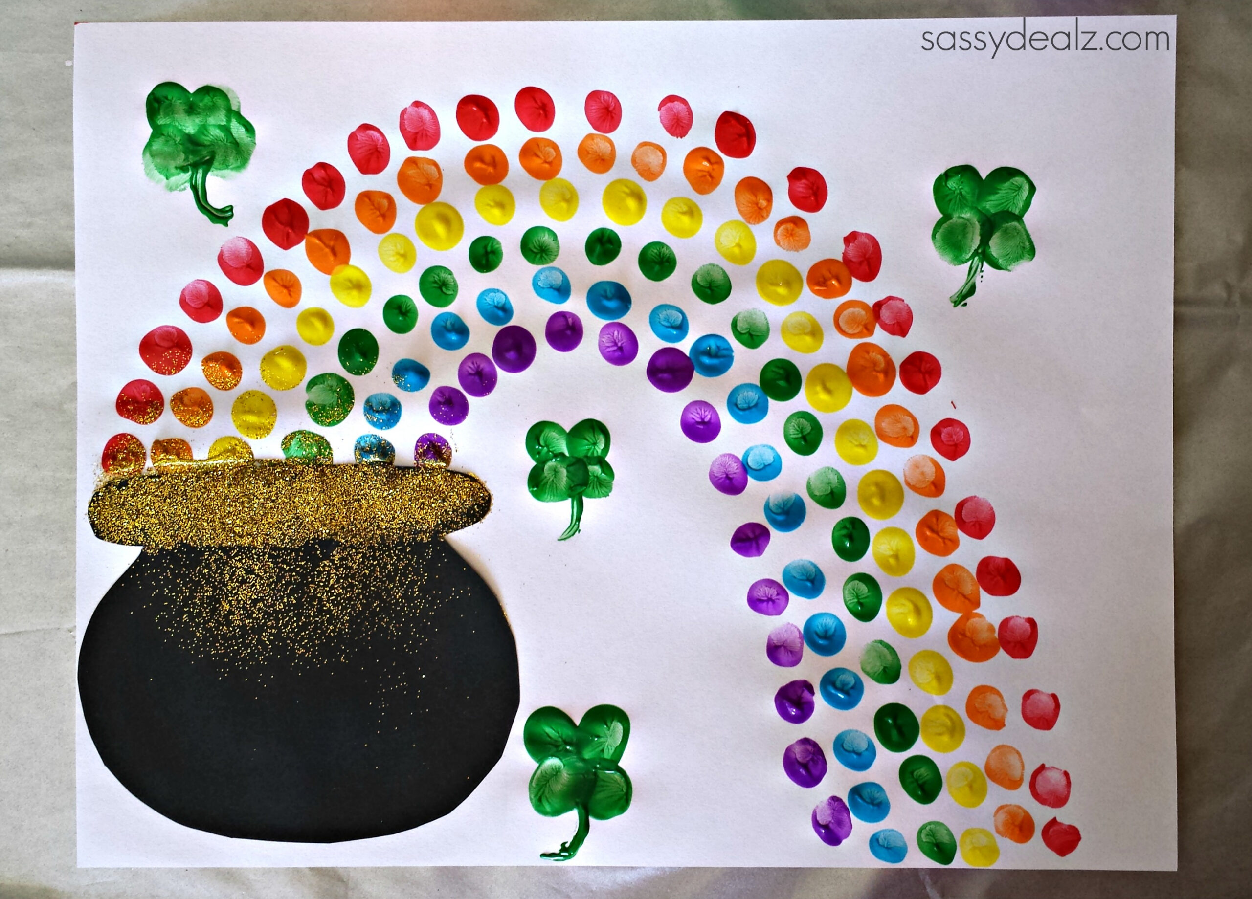 Fingerprint Rainbow Pot of Gold Craft For St