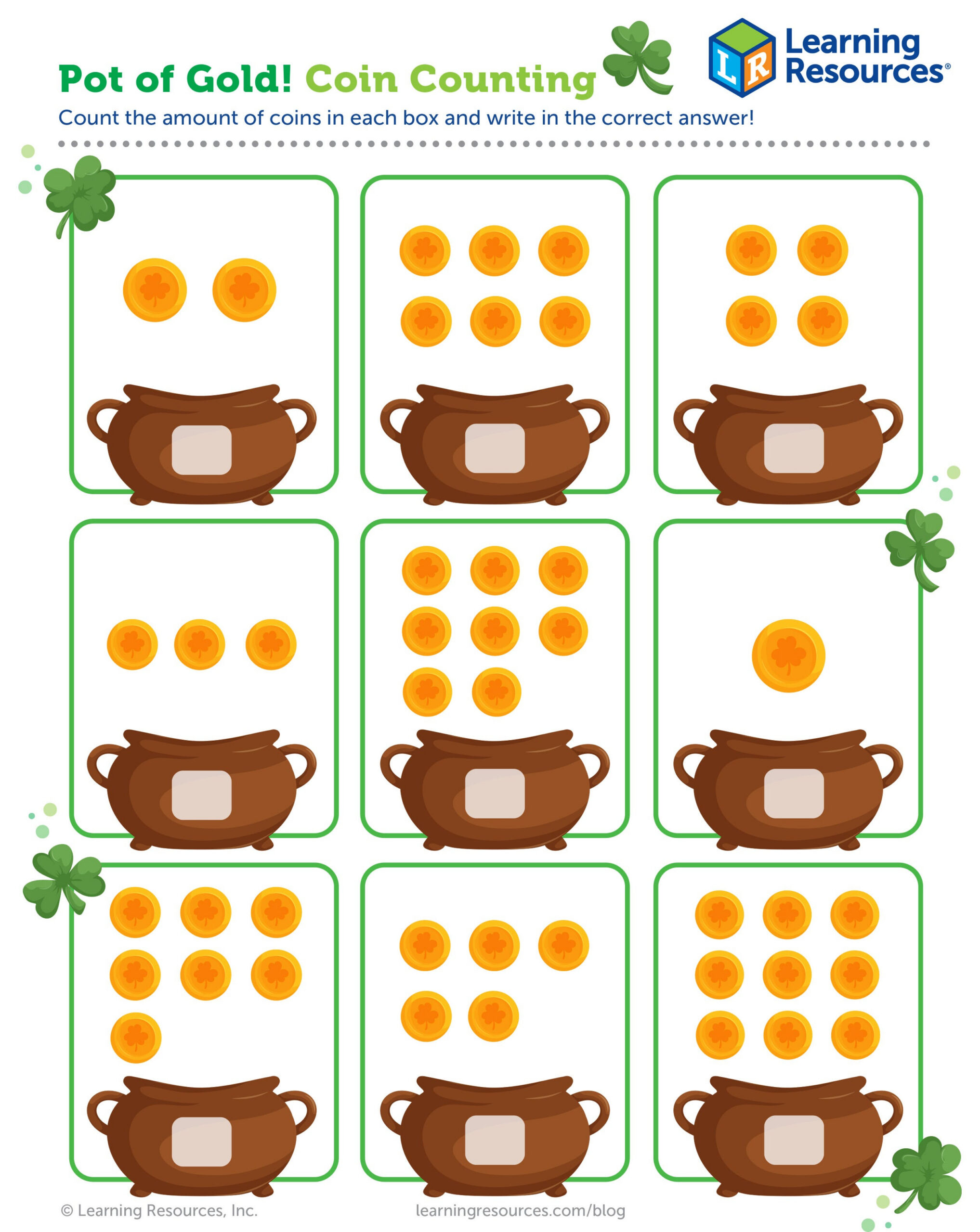 Pot of Gold Coin Counting Activity  Learning Resources