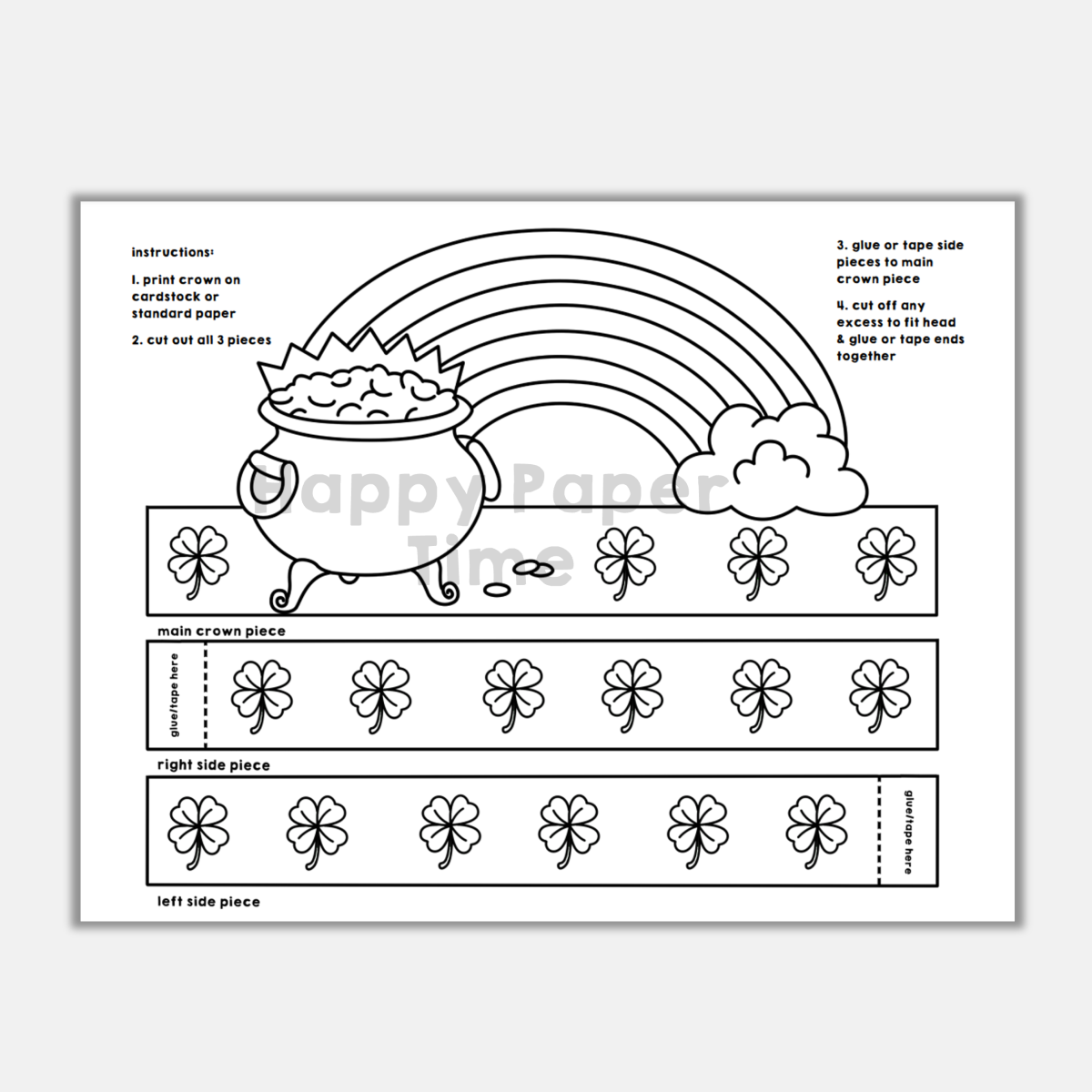Pot of Gold Paper Hat Printable Coloring St