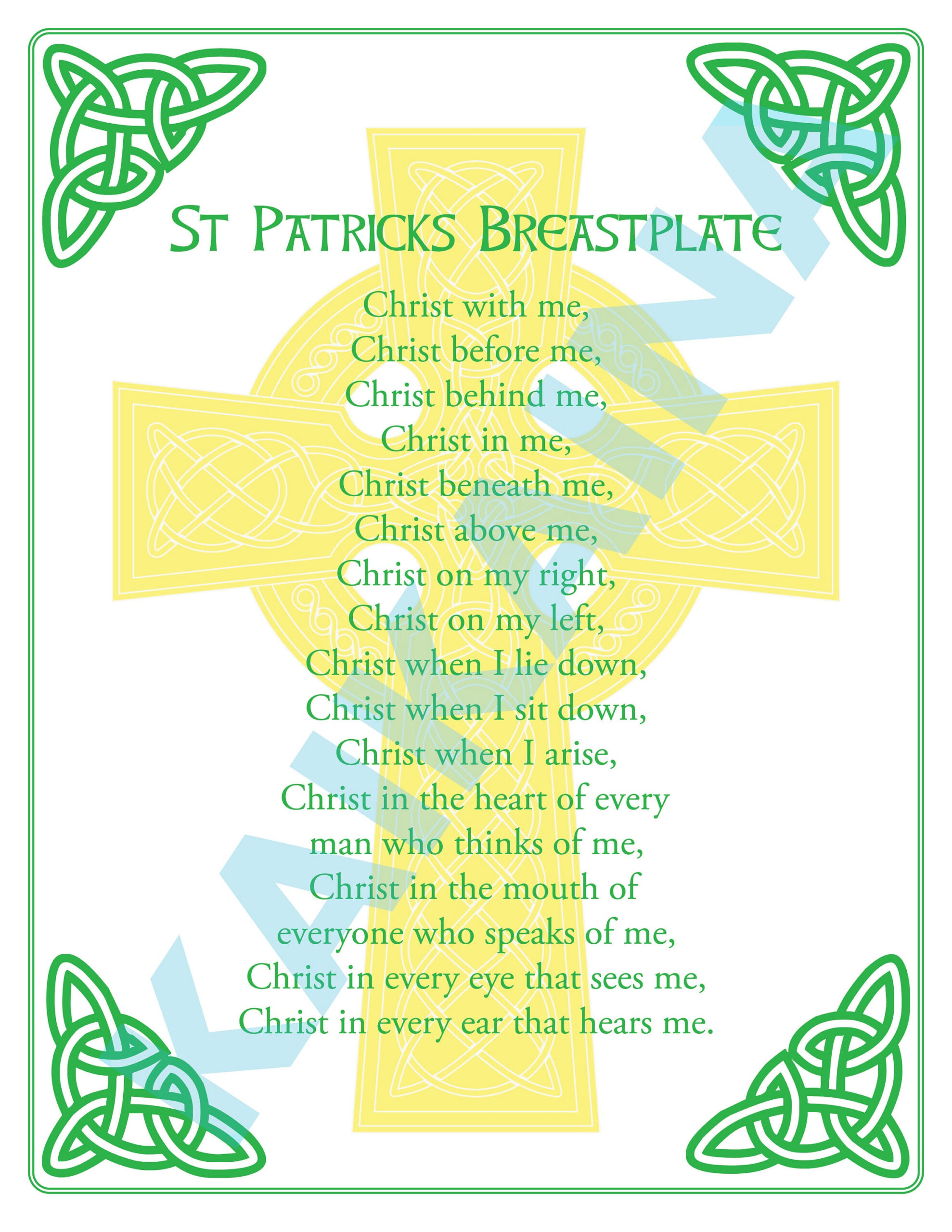 St. Patrick Breastplate Prayer Printable