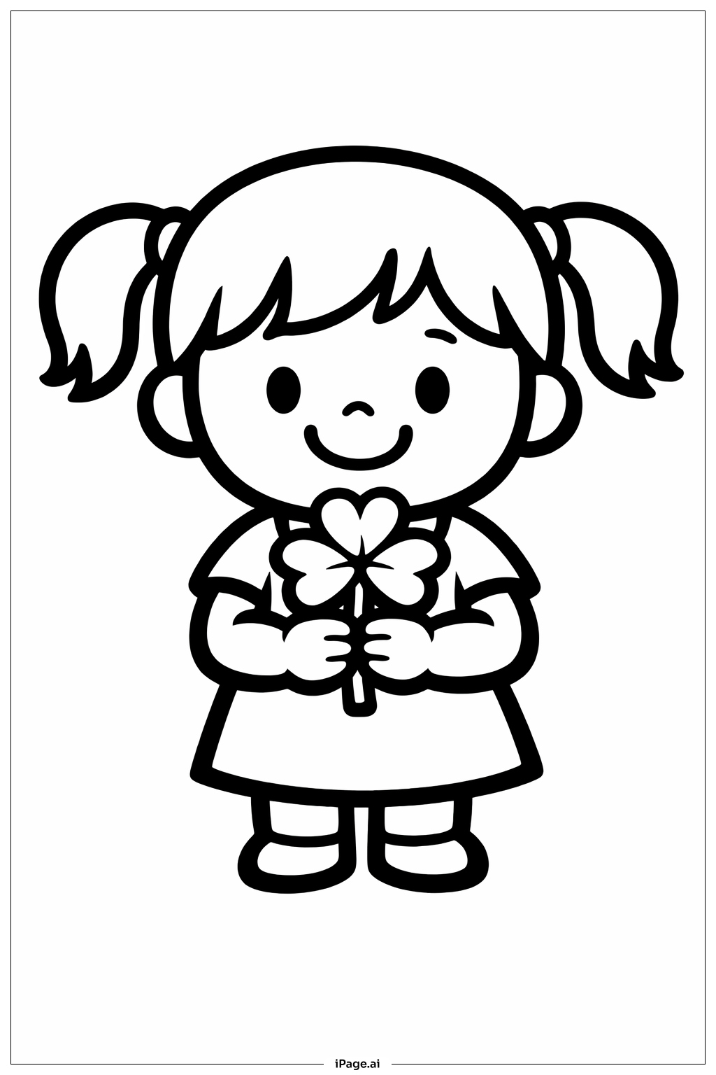 St Patrick s Day Little Girl With Clover Coloring Page (Free