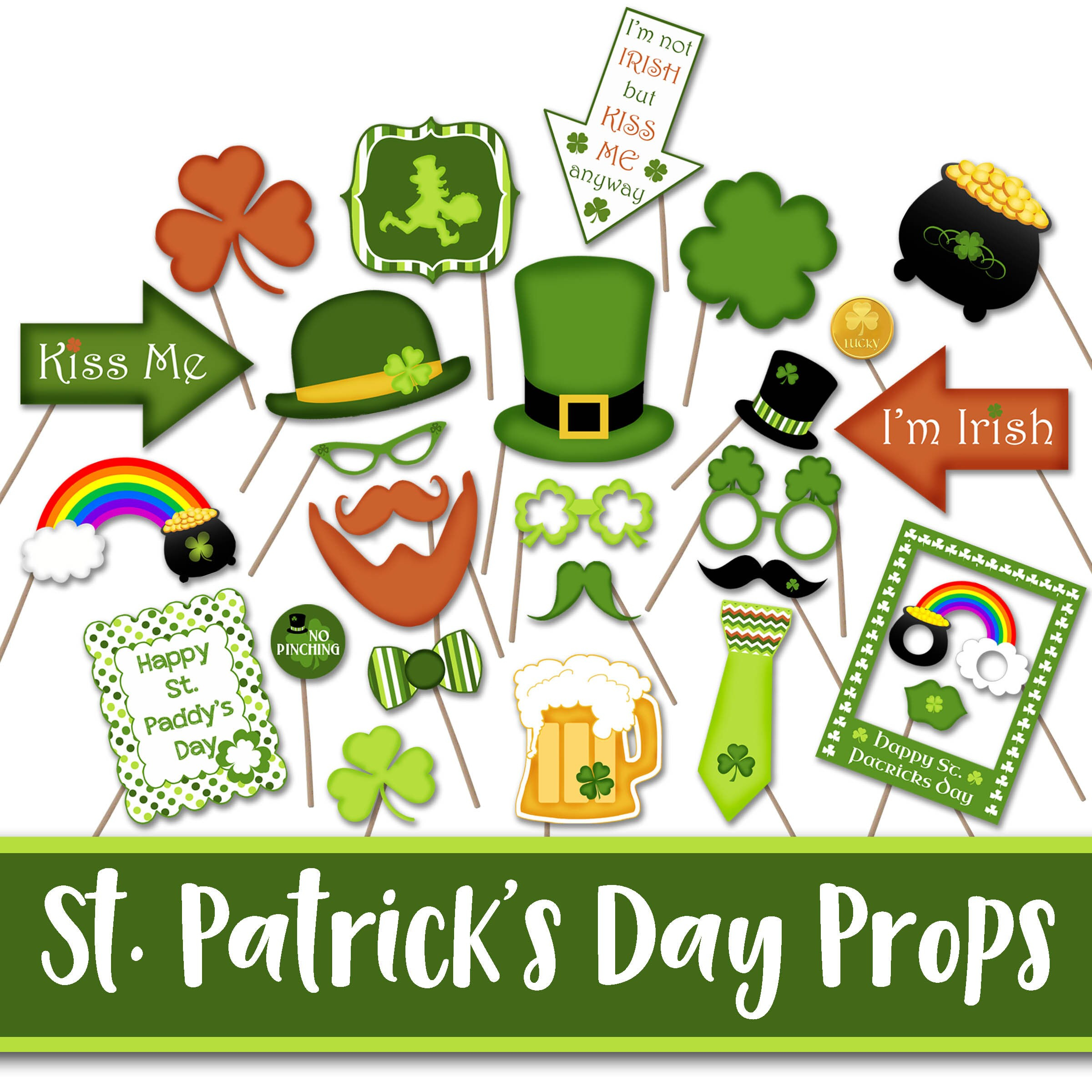 St Patricks Day Photo Booth Props and Party Decorations